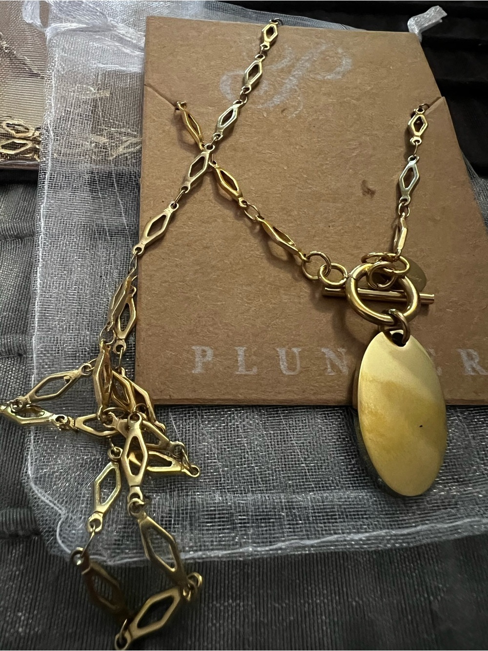 Plunder Gold Oval Toggle Pendant Necklace - Picture 2 of 2